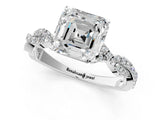White gold Asscher Cut Solitaire Twisted Pave Band with Four-Prong Setting_5