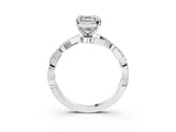 White gold Asscher Cut Solitaire Twisted Pave Band with Four-Prong Setting_7