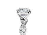 White gold Asscher Cut Solitaire Twisted Pave Band with Four-Prong Setting_9