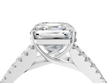 White gold Asscher Cut Split Shank Pave Diamond Engagement Ring with Four-Prong Setting_10