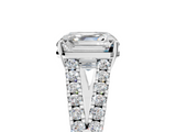 White gold Asscher Cut Split Shank Pave Diamond Engagement Ring with Four-Prong Setting_11