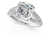 White gold Asscher Cut Split Shank Pave Diamond Engagement Ring with Four-Prong Setting_7