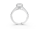 White gold Asscher Cut Split Shank Pave Diamond Engagement Ring with Four-Prong Setting_9