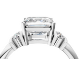 White gold Asscher Cut Three-Stone Channel Set Ring with Bar Prongs_10