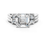 White gold Asscher Cut Three-Stone Channel Set Ring with Bar Prongs_10