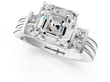 White gold Asscher Cut Three-Stone Channel Set Ring with Bar Prongs_11