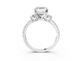 White gold Asscher Cut Three-Stone Diamond Pavé Band with Prong Setting_26
