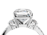 White gold Asscher Cut Three-Stone Diamond Pavé Band with Prong Setting_27