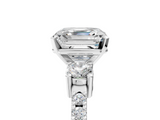 White gold Asscher Cut Three-Stone Diamond Pavé Band with Prong Setting_28
