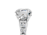 White gold Asscher Cut Three-Stone Diamond Pave Band with Prong Setting_45