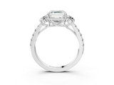 White gold Asscher Cut Three-Stone Diamond Pave Band with Prong Setting_48