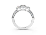 White gold Asscher Cut Three-Stone Diamond Ring with Pavé Band and Four-Prong Setting_41