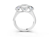 White gold Asscher Cut Three-Stone Diamond Ring with Prong Setting on a Classic Band_10