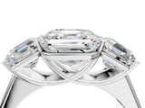 White gold Asscher Cut Three-Stone Diamond Ring with Prong Setting on a Classic Band_11