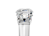 White gold Asscher Cut Three-Stone Diamond Ring with Prong Setting on a Classic Band_12