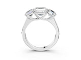 White gold Asscher Cut Three-Stone Diamond Ring with Prong Setting on a Classic Band_23