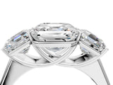 White gold Asscher Cut Three-Stone Diamond Ring with Prong Setting on a Classic Band_24