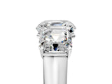 White gold Asscher Cut Three-Stone Diamond Ring with Prong Setting on a Classic Band_25