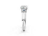 White gold Asscher Cut Three-Stone Diamond Ring with Prong Setting on a Classic Band_9