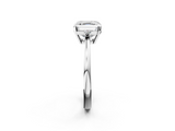 White gold Asscher Cut Three-Stone Solitaire Ring with Round Accent Diamonds and Four-Prong Setting_47