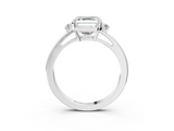 White gold Asscher Cut Three-Stone Solitaire Ring with Round Accent Diamonds and Four-Prong Setting_48