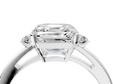 White gold Asscher Cut Three-Stone Solitaire Ring with Round Accent Diamonds and Four-Prong Setting_49