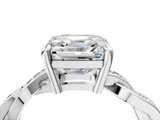 White gold Asscher Cut Twisted Pavé Band Solitaire Ring with Four-Prong Setting_10
