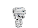 White gold Asscher Cut Twisted Pavé Band Solitaire Ring with Four-Prong Setting_11