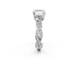 White gold Asscher Cut Twisted Pavé Band Solitaire Ring with Four-Prong Setting_8