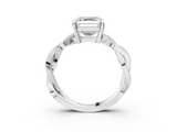 White gold Asscher Cut Twisted Pavé Band Solitaire Ring with Four-Prong Setting_9