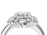 White gold Asscher Diamond Cluster Halo Ring with Solitaire Band and Four-Prong Setting_10