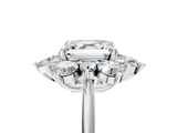 White gold Asscher Diamond Cluster Halo Ring with Solitaire Band and Four-Prong Setting_11