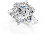 White gold Asscher Diamond Cluster Halo Ring with Solitaire Band and Four-Prong Setting_7