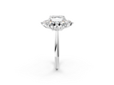 White gold Asscher Diamond Cluster Halo Ring with Solitaire Band and Four-Prong Setting_8