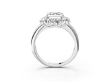 White gold Asscher Diamond Cluster Halo Ring with Solitaire Band and Four-Prong Setting_9