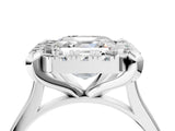 White gold Asscher Diamond Cluster Halo Solitaire with Four-Prong Setting_130