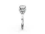 White gold Asscher Diamond Cluster Leaf Design Ring with Prong Setting_89