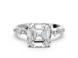 White gold Asscher Diamond Cluster Prong-Set Solitaire Ring_6