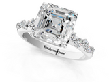 White gold Asscher Diamond Cluster Prong-Set Solitaire Ring_7