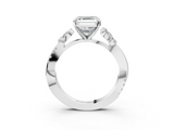 White gold Asscher Diamond Floral Vine Solitaire Engagement Ring_10