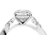 White gold Asscher Diamond Floral Vine Solitaire Engagement Ring_11