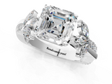 White gold Asscher Diamond Floral Vine Solitaire Engagement Ring_8