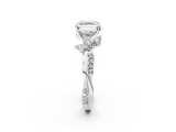 White gold Asscher Diamond Floral Vine Solitaire Engagement Ring_9