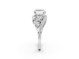 White gold Asscher Diamond Halo Ring with Marquise and Pavé Band in Prong Setting_26