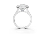 White gold Asscher Diamond Halo Ring with Milgrain Frame and Pavé Band_96