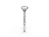 White gold Asscher Diamond Pavé Band Solitaire Ring with Four-Prong Setting_14