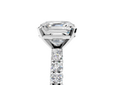 White gold Asscher Diamond Pavé Band Solitaire Ring with Four-Prong Setting_17