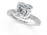 White gold Asscher Diamond Pavé Band Solitaire Ring with Four-Prong Setting_17