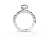 White gold Asscher Diamond Pavé Band Solitaire Ring with Four-Prong Setting_19
