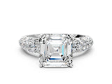 White gold Asscher Diamond Pavé Band Solitaire Ring with Four-Prong Setting_71